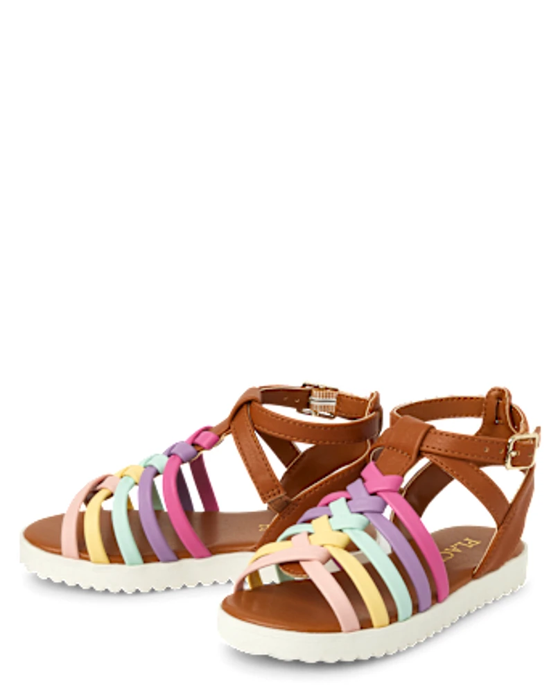 Toddler Girls Rainbow Gladiator Sandals