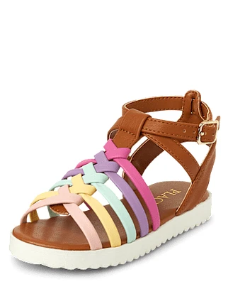 Toddler Girls Rainbow Gladiator Sandals