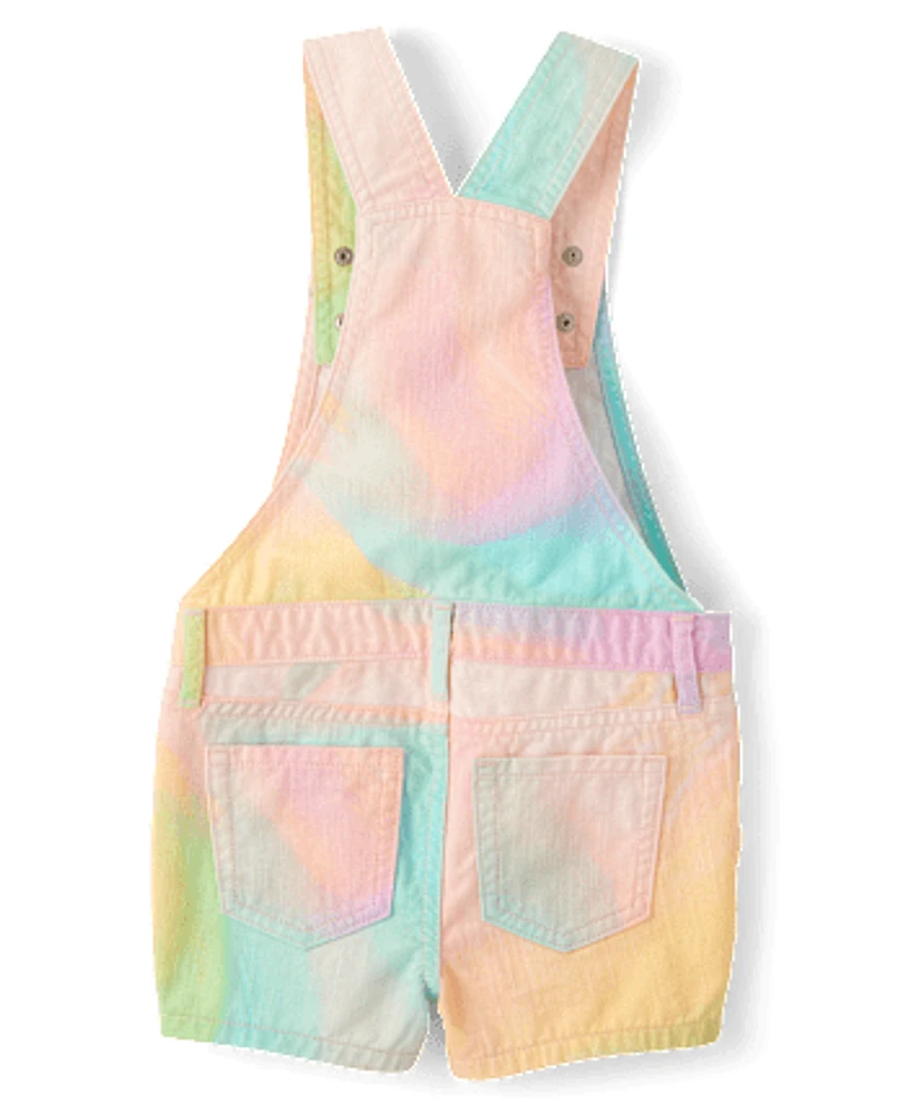 Girls Rainbow Marble Shortalls