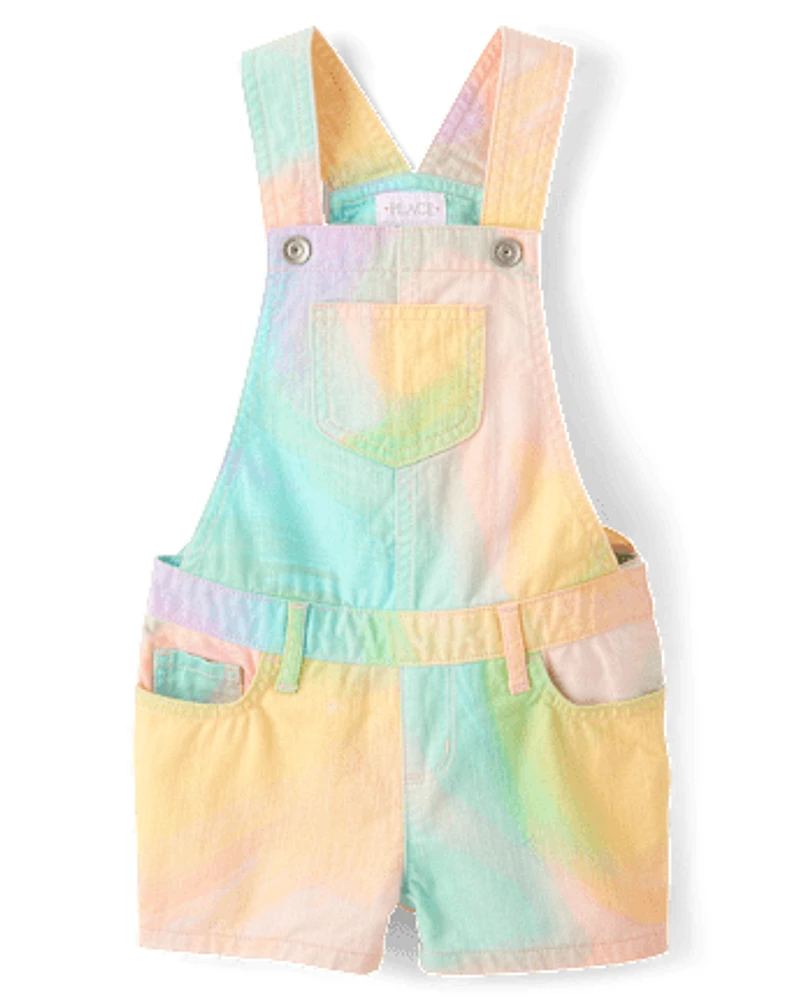 Girls Rainbow Marble Shortalls