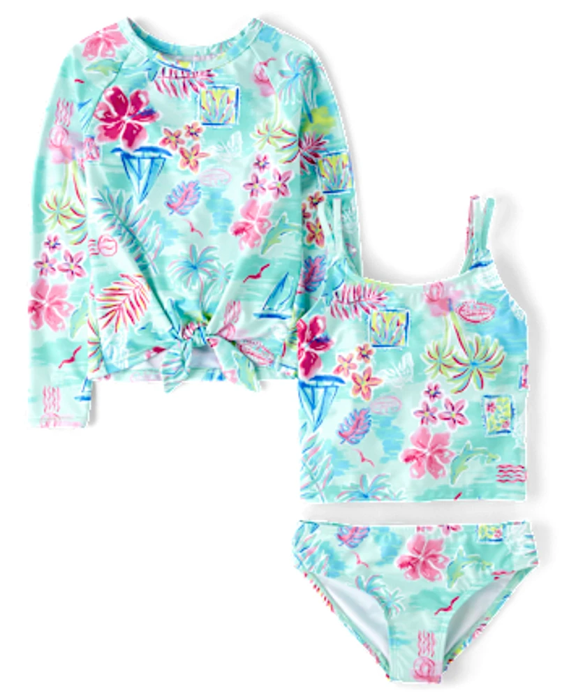 Girls Tropical 3-Piece Swimsuit