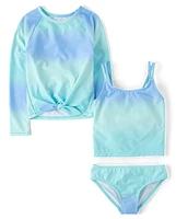 Girls Ombre 3-Piece Swimsuit