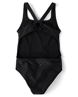 Girls Cut-Out One Piece Swimsuit