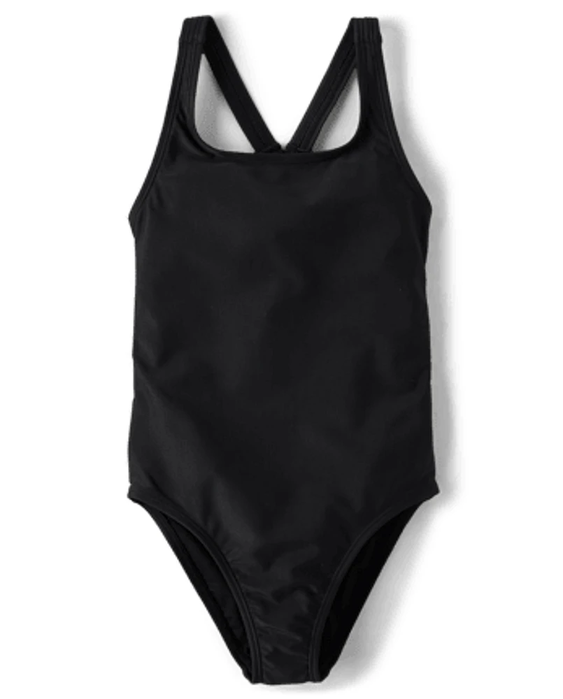 Girls Cut-Out One Piece Swimsuit