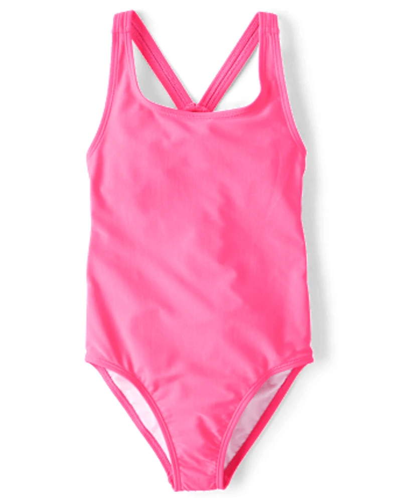 Girls Cut-Out One Piece Swimsuit