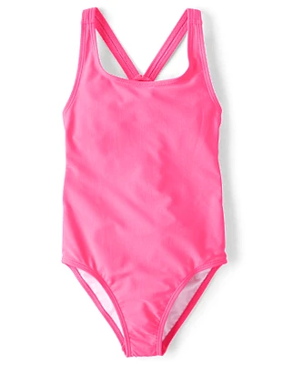 Girls Cut-Out One Piece Swimsuit