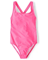Girls Cut-Out One Piece Swimsuit