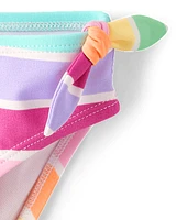 Girls Striped Tie Front Bikini Swimsuit