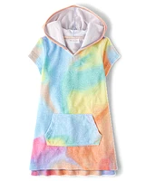 Girls Rainbow Tie Dye Terry Swim Cover-Up