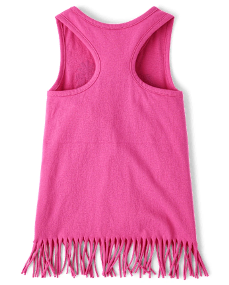 Girls Choose Kindness Fringe Tank Top