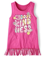 Girls Choose Kindness Fringe Tank Top