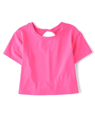 Girls Quick Dry Twist Back Boxy Top
