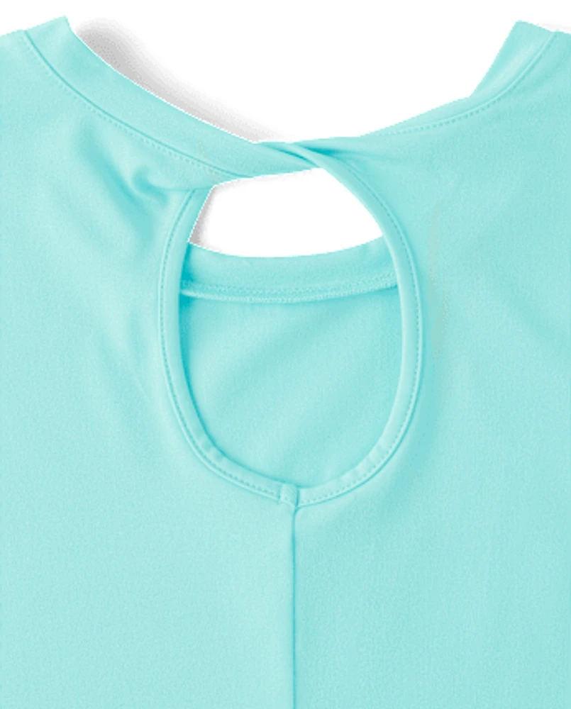 Girls Quick Dry Twist Back Boxy Top