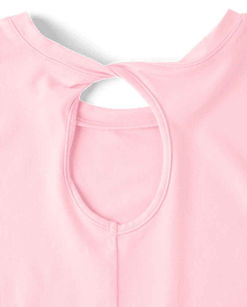 Girls Quick Dry Twist Back Boxy Top