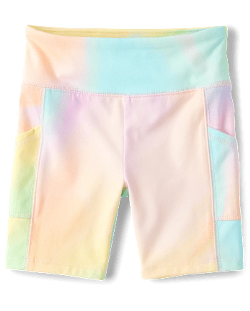 Girls Quick Dry Marble High Rise Bike Shorts