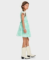 Girls Print Ruffle Dress