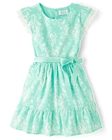 Girls Print Ruffle Dress