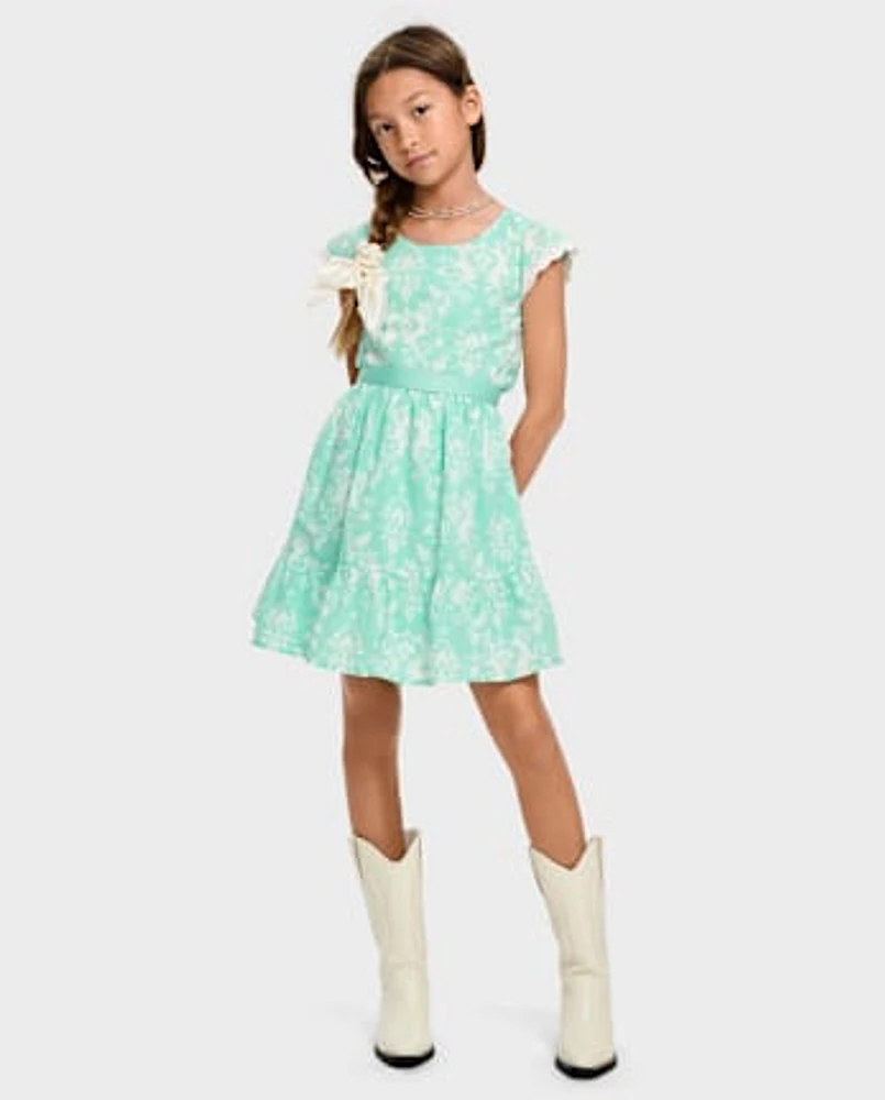 Girls Print Ruffle Dress