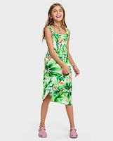 Girls Matching Family Tropical Midi Smocked Dress