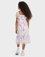 Girls Mommy And Me Floral Chiffon Tiered Dress