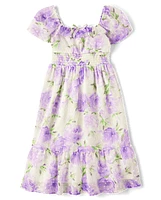 Girls Mommy And Me Floral Chiffon Tiered Dress