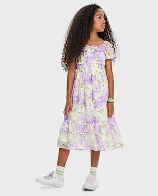 Fille Maman et moi Floral Chiffon Tiered Robes