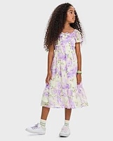 Girls Mommy And Me Floral Chiffon Tiered Dress