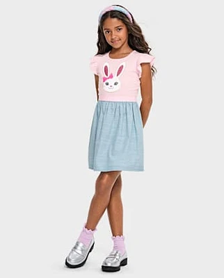 Girls Bunny Fit And Flare Dress