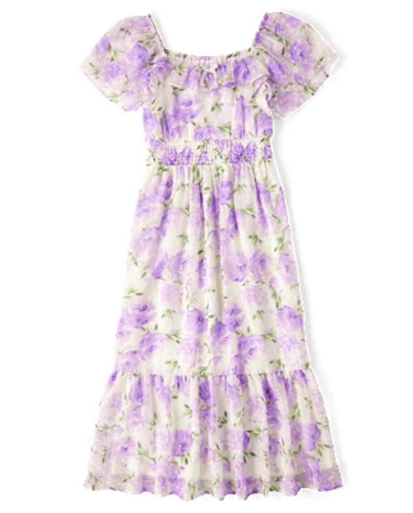 Womens Mommy And Me Floral Tiered Dress