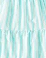 Girls Striped Tiered Dress