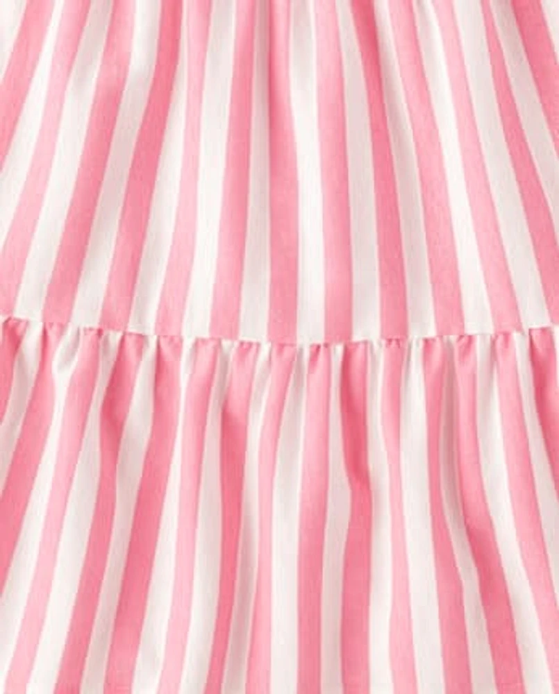 Girls Striped Tiered Dress