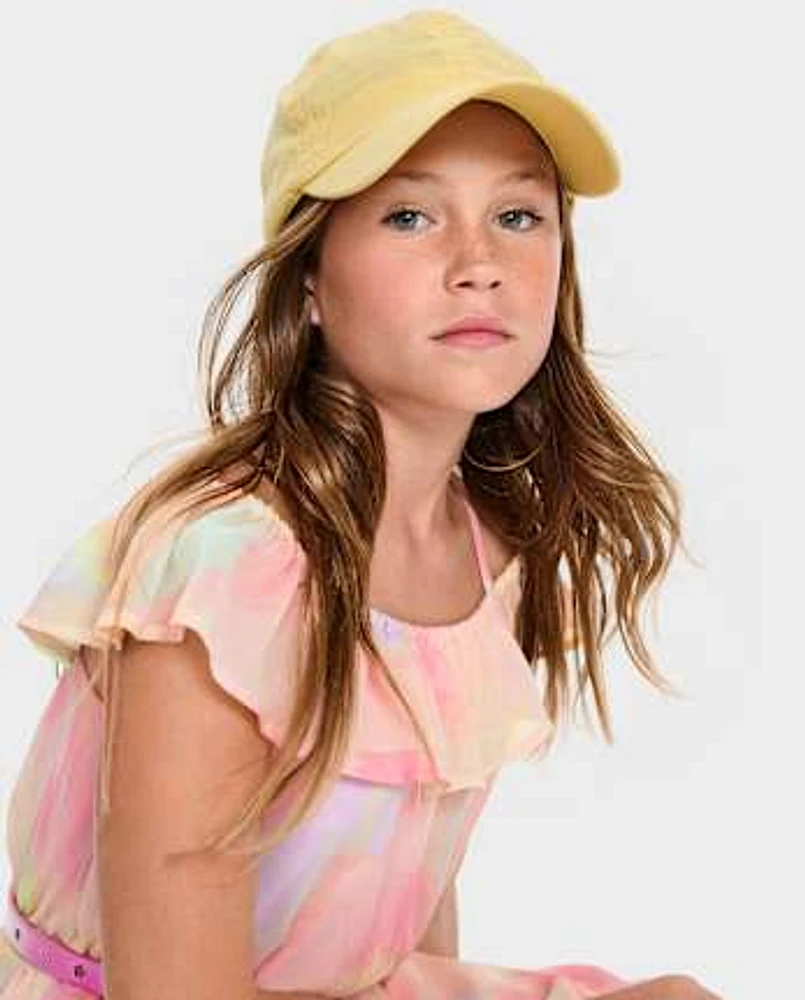 Girls Rainbow Tie Dye Off Shoulder Dress