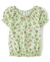 Girls Floral Smocked Top