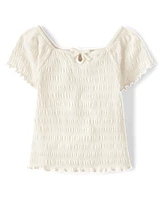 Girls Smocked Keyhole Top