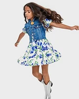 Girls Mommy And Me Floral Pleated Ruffle Dress