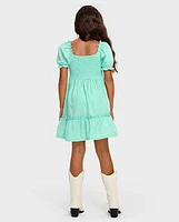 Girls Mommy And Me Smocked Ruffle Dress