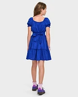 Girls Mommy And Me Bow Back Ruffle Dress