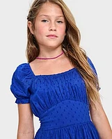 Girls Mommy And Me Bow Back Ruffle Dress