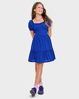 Girls Mommy And Me Bow Back Ruffle Dress