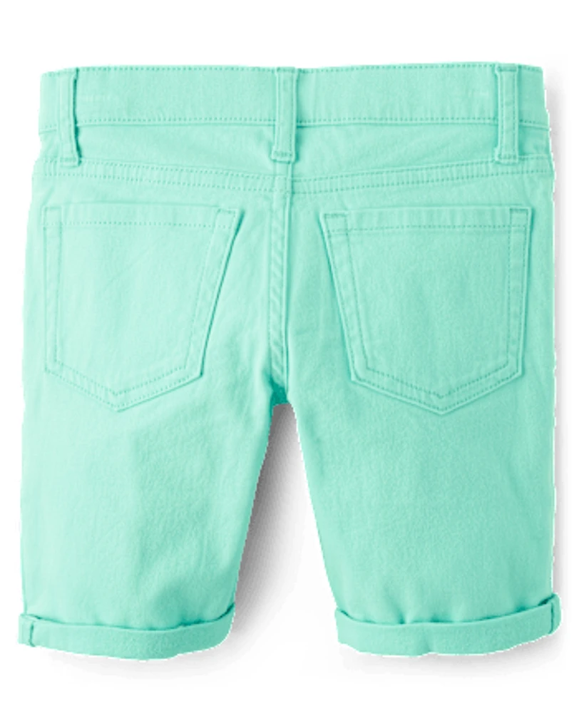 Girls Roll Cuff Twill Skimmer Shorts