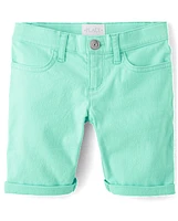 Girls Roll Cuff Twill Skimmer Shorts