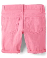 Girls Roll Cuff Twill Skimmer Shorts