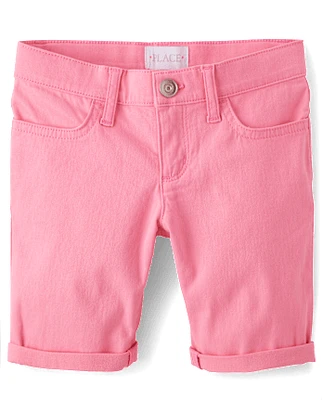 Girls Roll Cuff Twill Skimmer Shorts