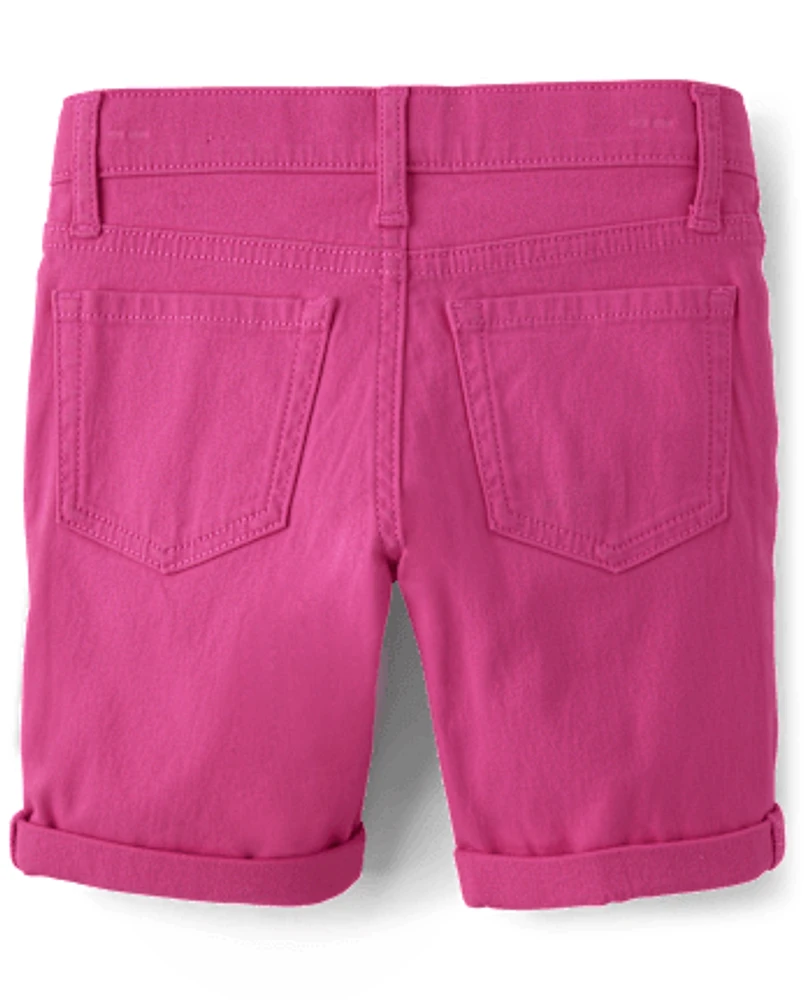 Girls Roll Cuff Twill Skimmer Shorts