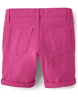 Girls Roll Cuff Twill Skimmer Shorts