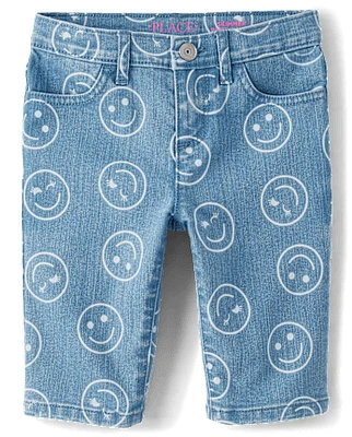 Short Denim jean Fille Happy Face