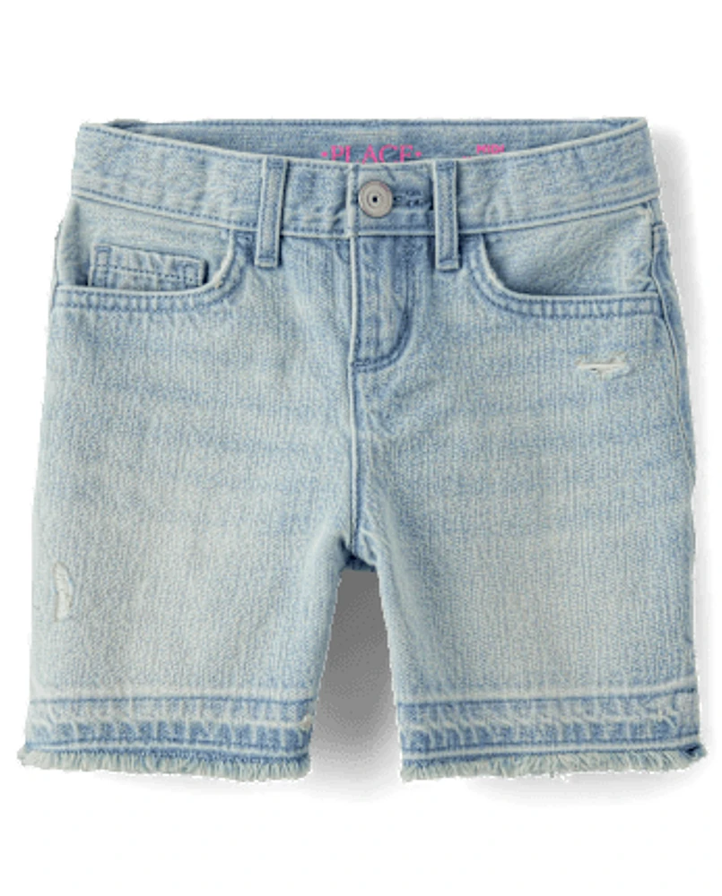 Girls Denim Midi Shorts