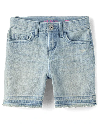 Girls Denim Midi Shorts