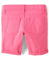 Girls Roll Cuff Twill Skimmer Shorts 4-Pack