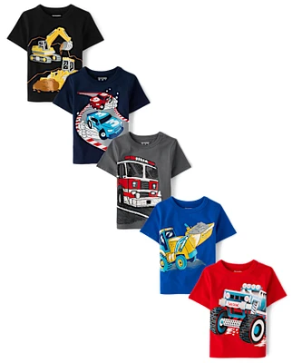 Baby And Toddler Boys Vehicle Graphic Tee 5-Pack